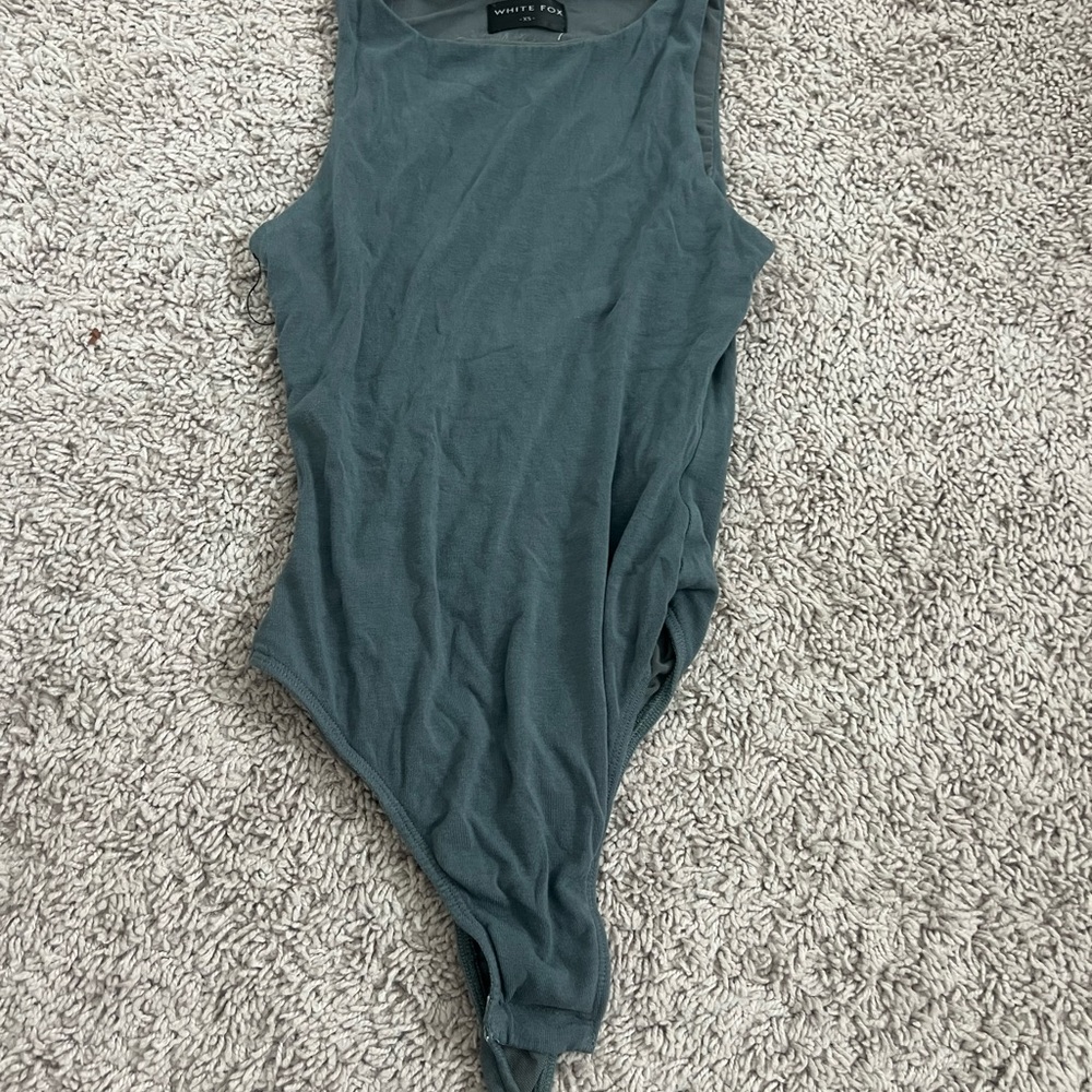 White Fox Bodysuit in Blue Gray